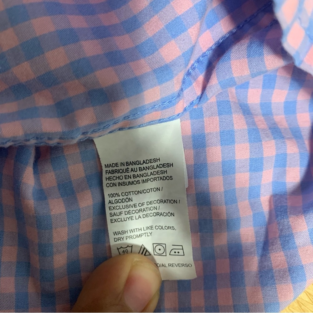 IZOD Dress Shirt Mens XL Pink Blue Plaid Cotton Long Sleeve Collared Button Down - Picture 7 of 7